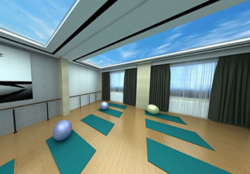 360全景展示聊城火车站车务段文化建设之瑜伽室