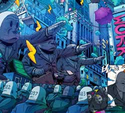 机器城市机器人物场景角色插画设计